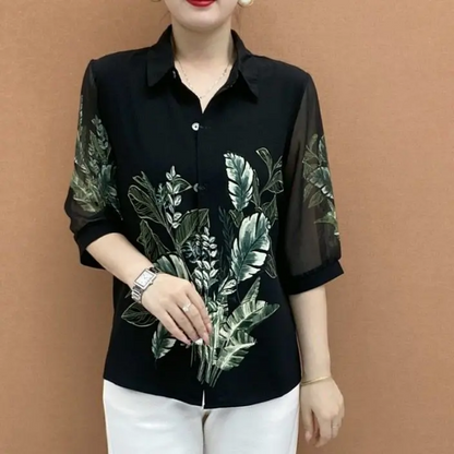 Women's Short-Sleeved Printed Thin Shirt（50% OFF）